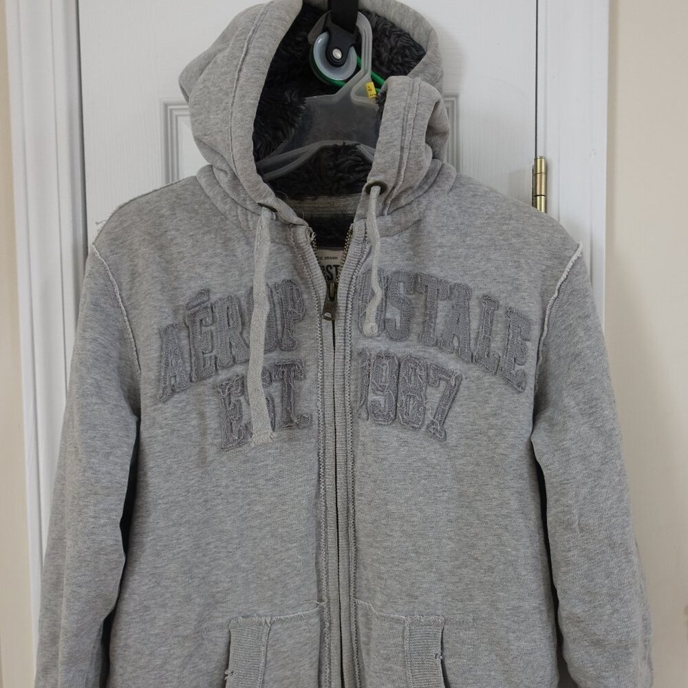 Aeropostale Zip-Up Grey Hoodie Size Small